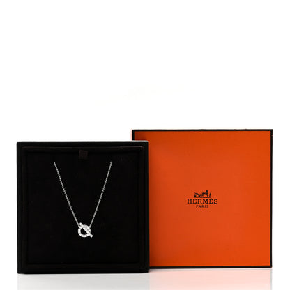 Hermes 18K White Gold Diamond Finesse Pendant Necklace 5 of 5