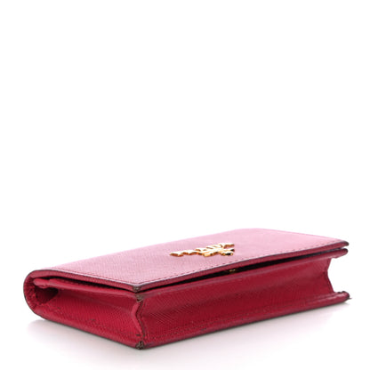 Prada Saffiano Metal Bi-Fold Card Holder Wallet Peonia 4 of 19