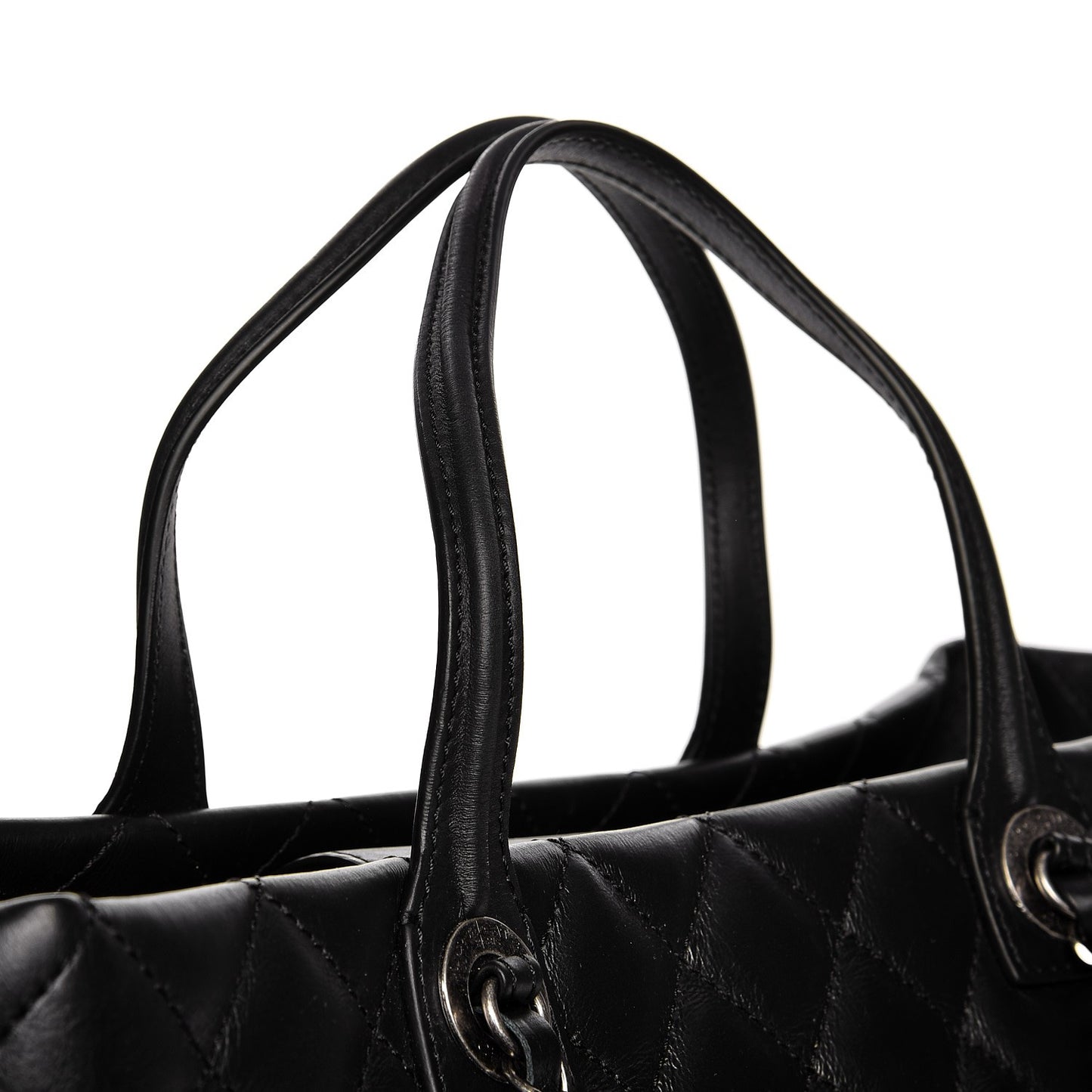Calfskin Quilted Large Easy Shopping Tote Black