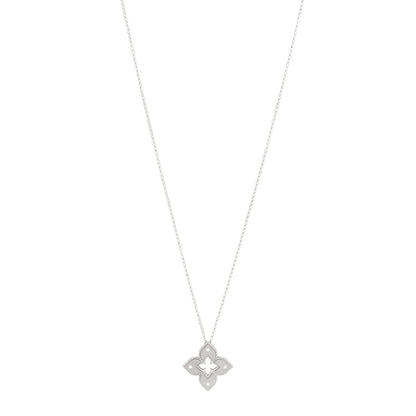 Roberto Coin 18K White Gold Diamond Petite Venetian Princess Flower Pendant Necklace 1 of 8
