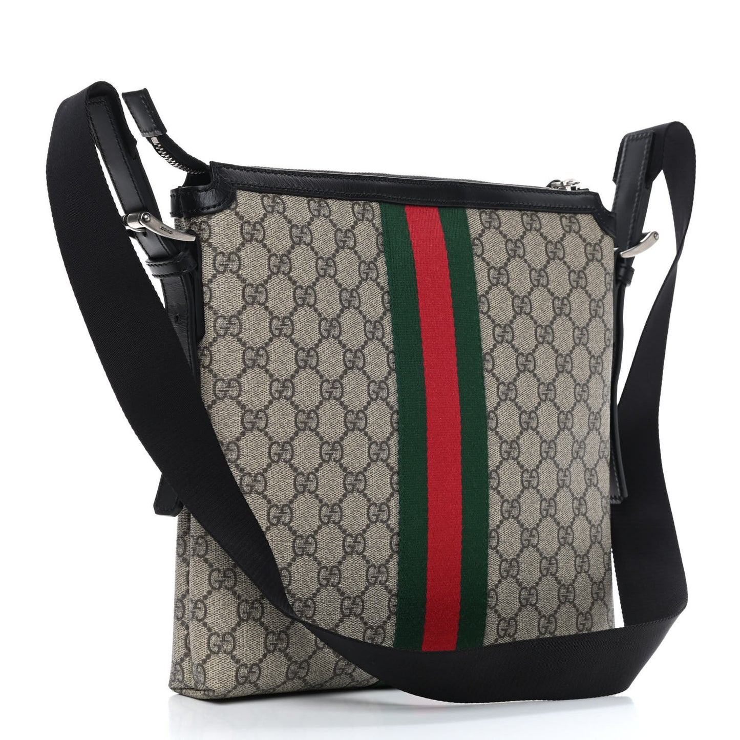 GG Supreme Monogram Web Messenger Bag Black
