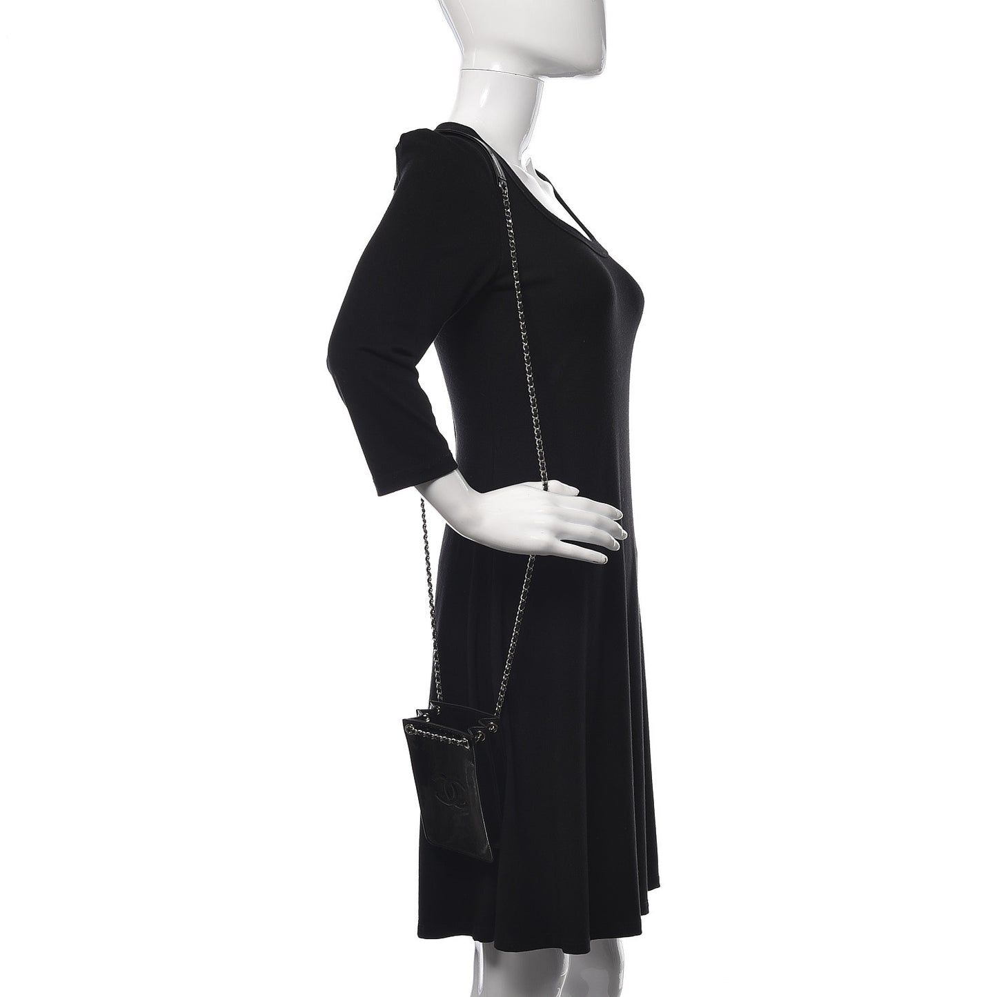 Patent CC Phone Holder Crossbody Black