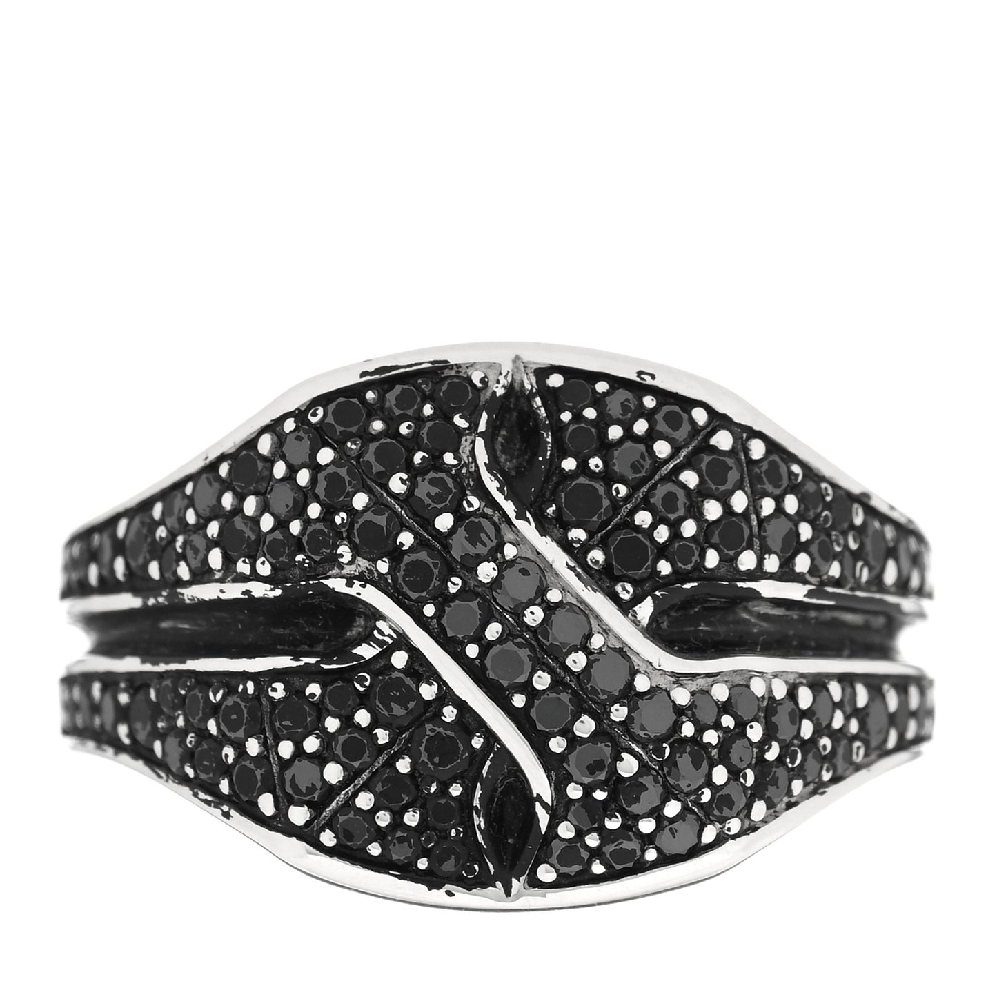 Sterling Silver Black Diamond Armory Signet Ring 62 10