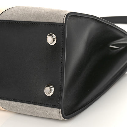 Louis Vuitton Calfskin Suede V City Steamer MM Black Beige 7 of 7