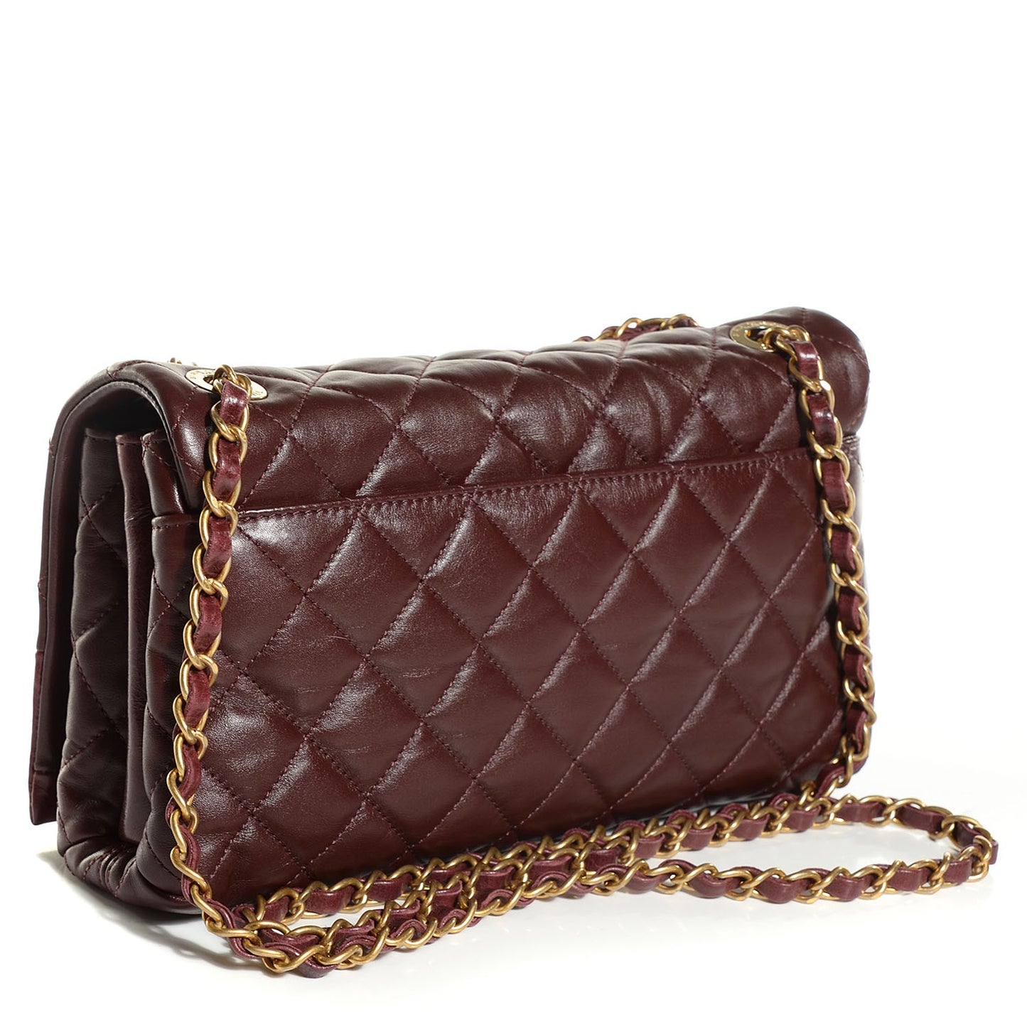 Calfskin Quilted Medium Soft Elegance Flap Burgundy