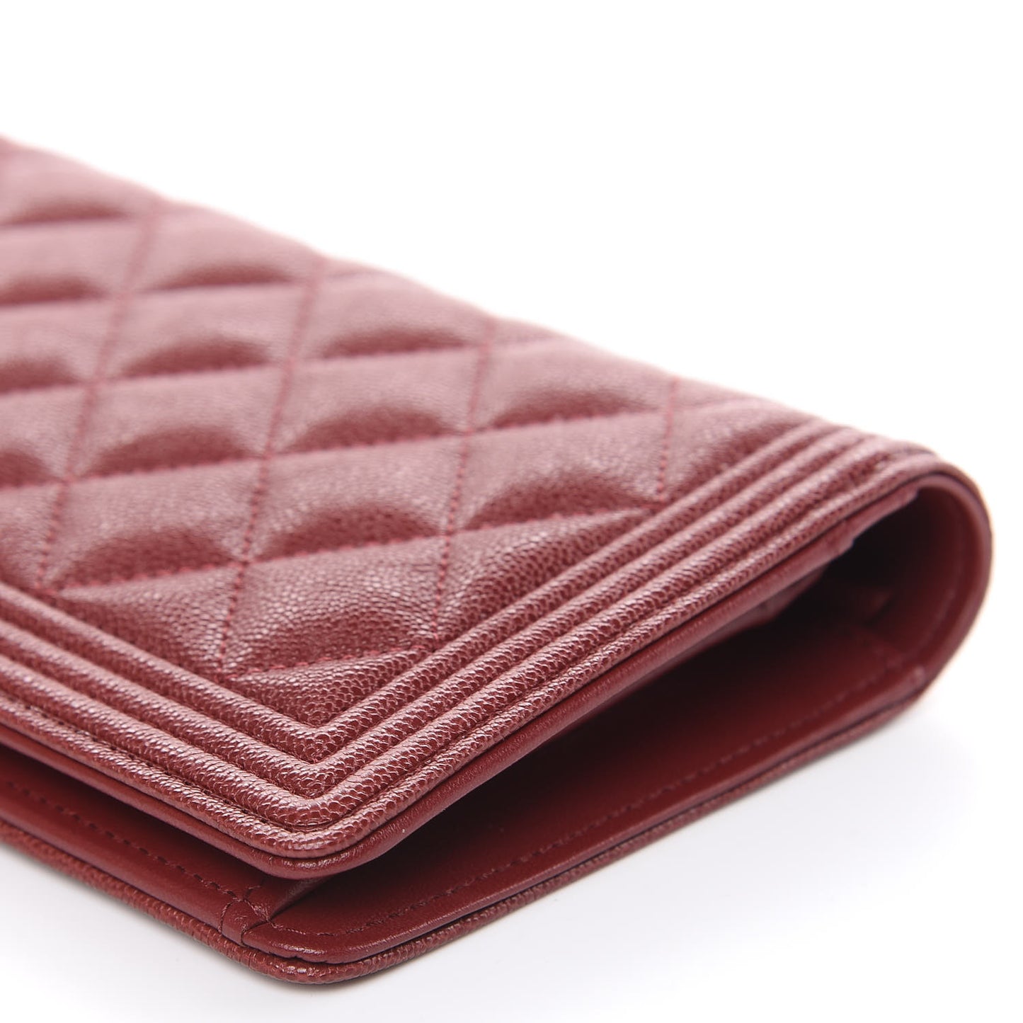 Caviar Quilted Boy Yen Wallet Burgundy