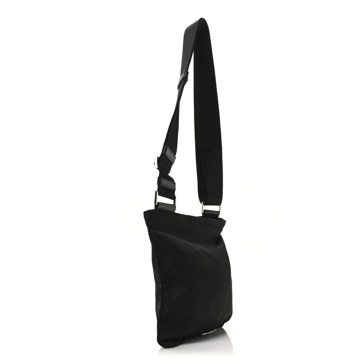 Tessuto Nylon Saffiano Flat Messenger Bag Black