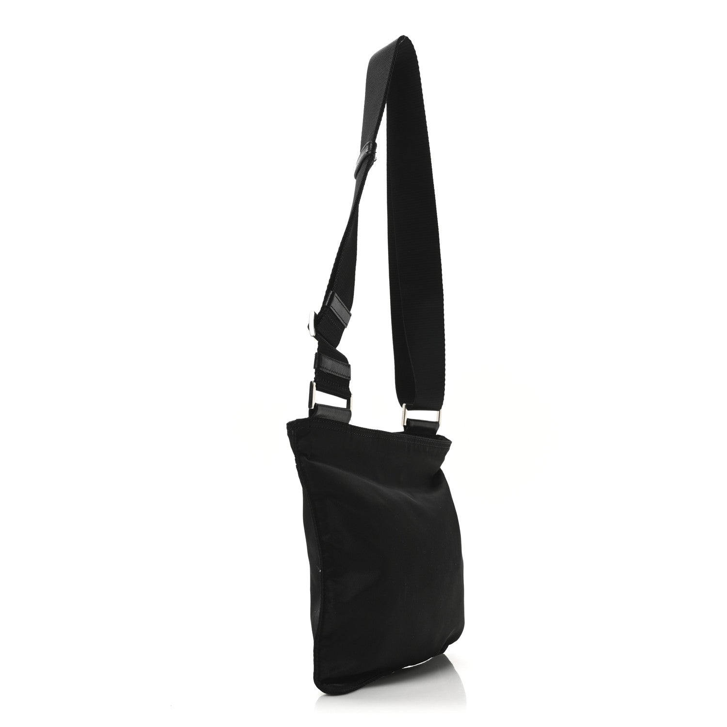 Prada Tessuto Nylon Saffiano Flat Messenger Bag Black 3 of 10