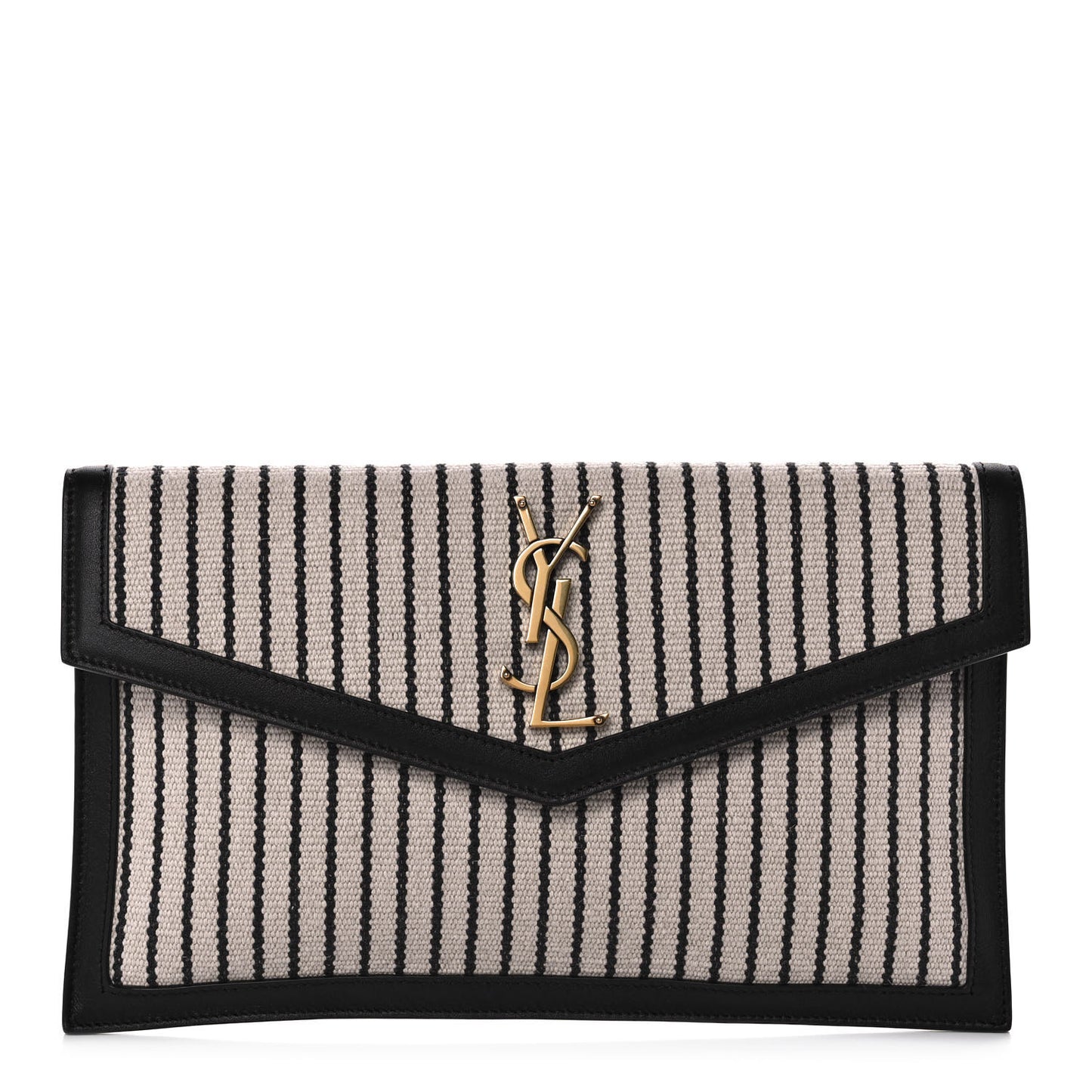 Canvas Striped Uptown Pouch Beige Black