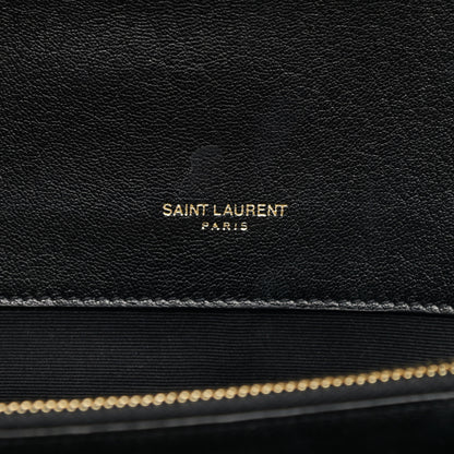 Saint Laurent Sheepskin Matelasse Chevron Monogram Large College Satchel Black 5 of 11