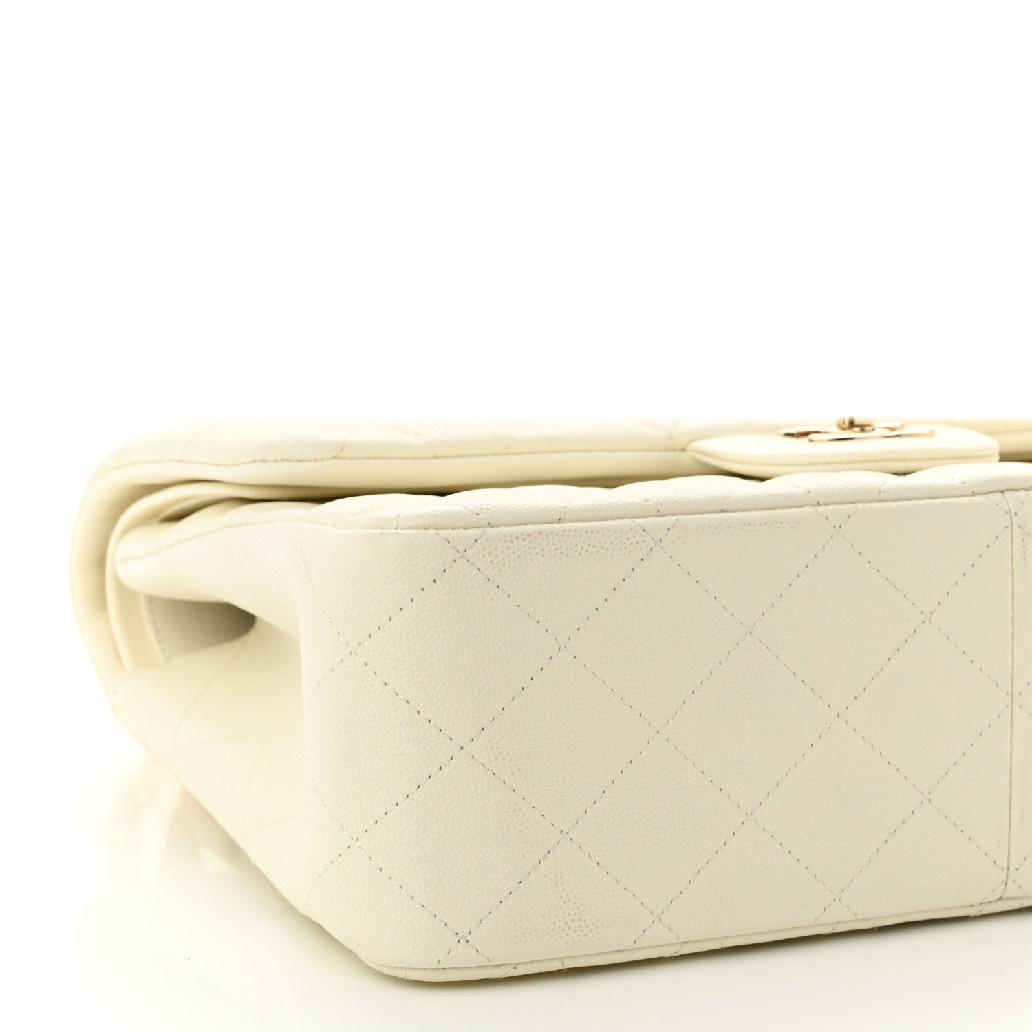 Chanel Caviar Quilted Jumbo Double Flap White 9 of 10