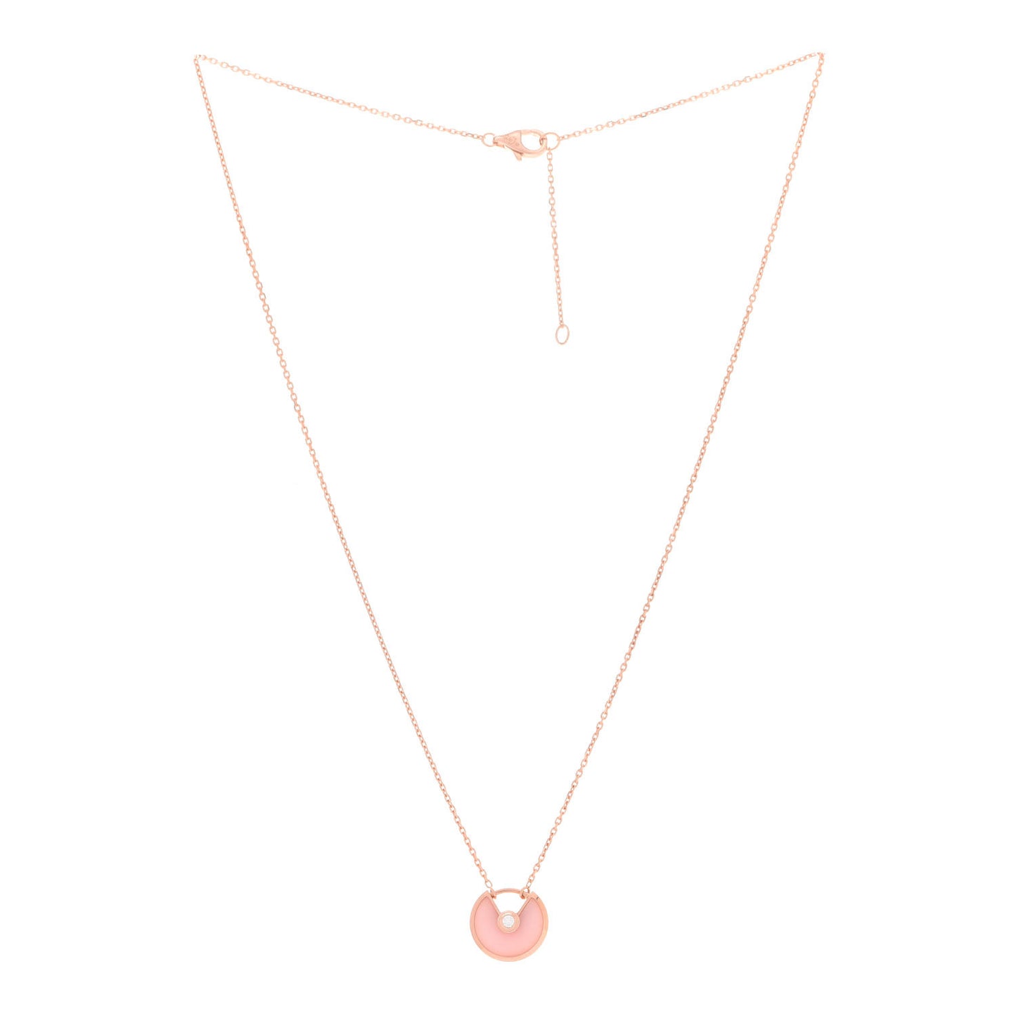 18K Pink Gold Diamond Pink Opal XS Amulette de Cartier Pendant Necklace