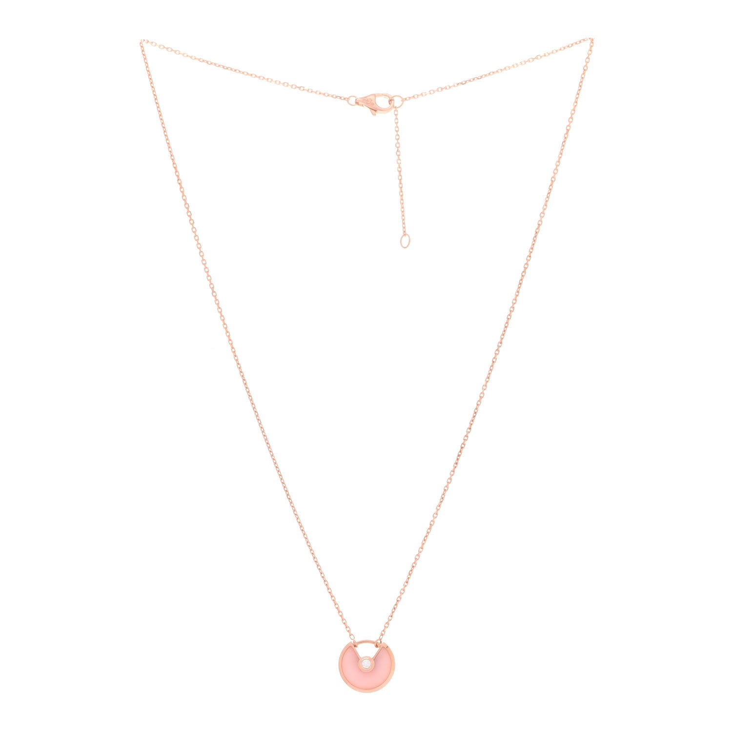 Cartier 18K Pink Gold Diamond Pink Opal XS Amulette de Cartier Pendant Necklace 3 of 5
