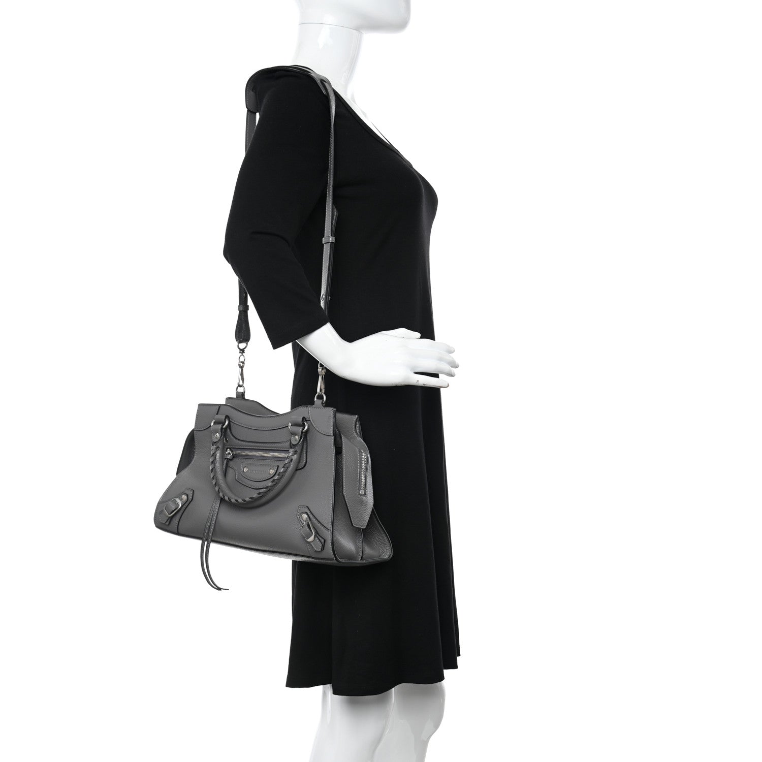 Balenciaga Grained Calfskin Neo Classic Silver Hardware S City Dark Grey 2 of 11