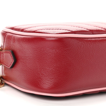 Gucci Azalea Calfskin Enamel Matelasse Diagonal Small Torchon GG Marmont Chain Shoulder Bag New Cherry Red Wild Rose 9 of 10
