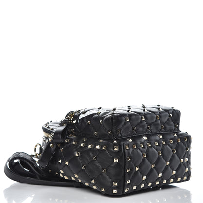 Valentino Garavani Lambskin VLTN Print Quilted Mini Rockstud Spike Backpack Black 4 of 10