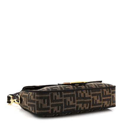 Fendi Fabric Jacquard FF 1974 Medium Baguette Tobacco Moro Black 4 of 10