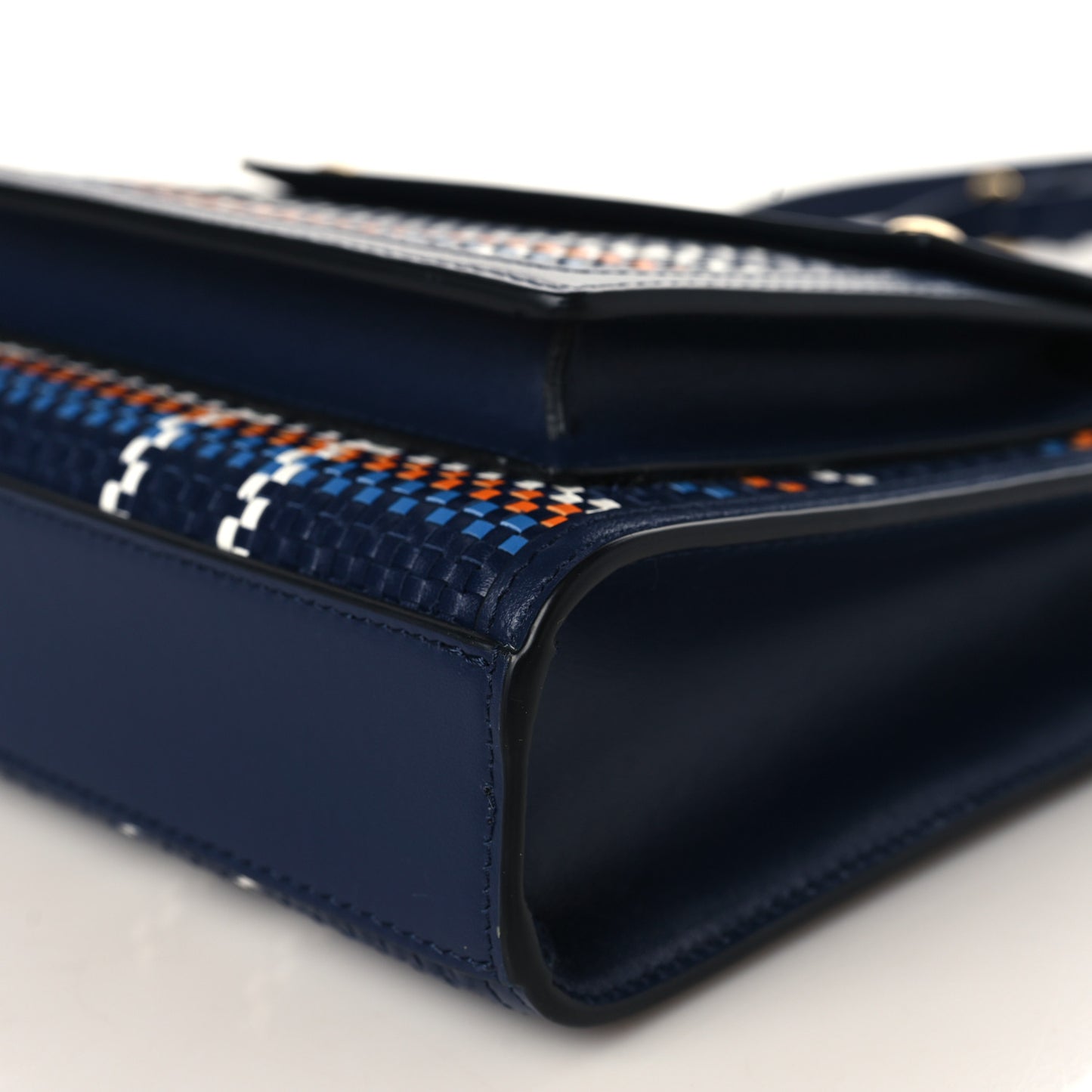Calfskin Nylon Tartan Mini Pocket Bag Blue White Orange