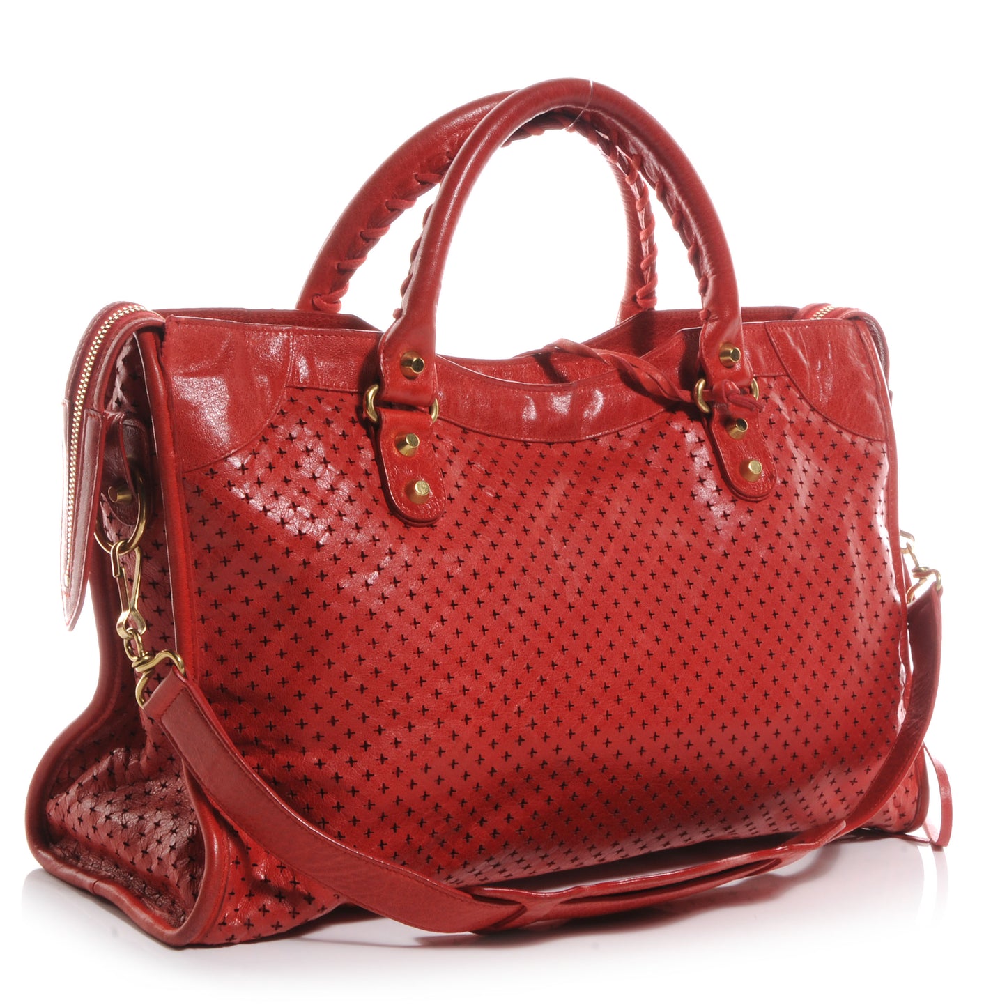 Agneau Laser Cut Cross Classic Gold Hardware City Tomate