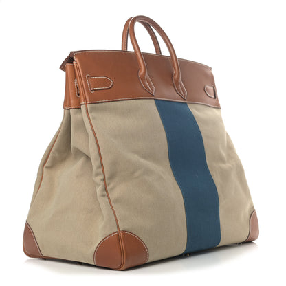 Hermes Toile Natural Barenia Flag HAC Birkin 50 Fauve 2 of 13