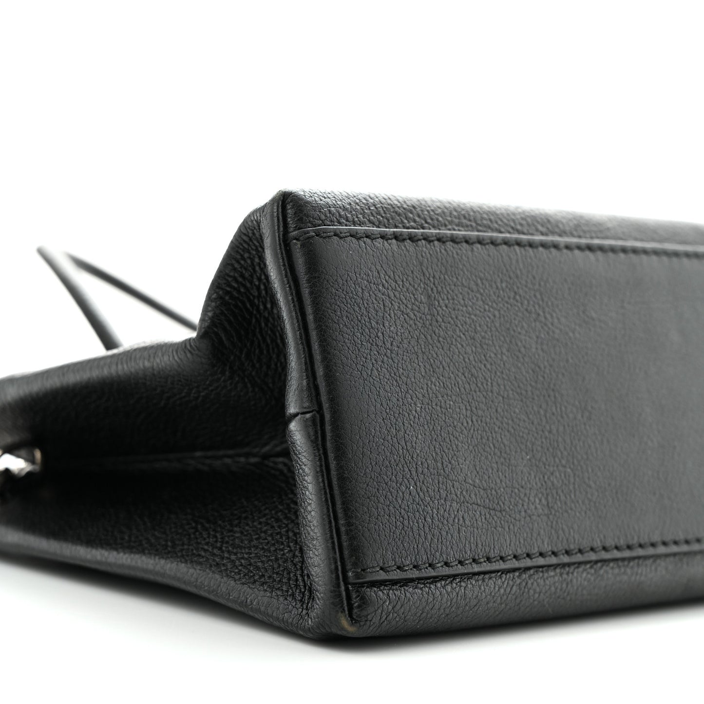 Calfskin Logo Shopping S Tote Black White