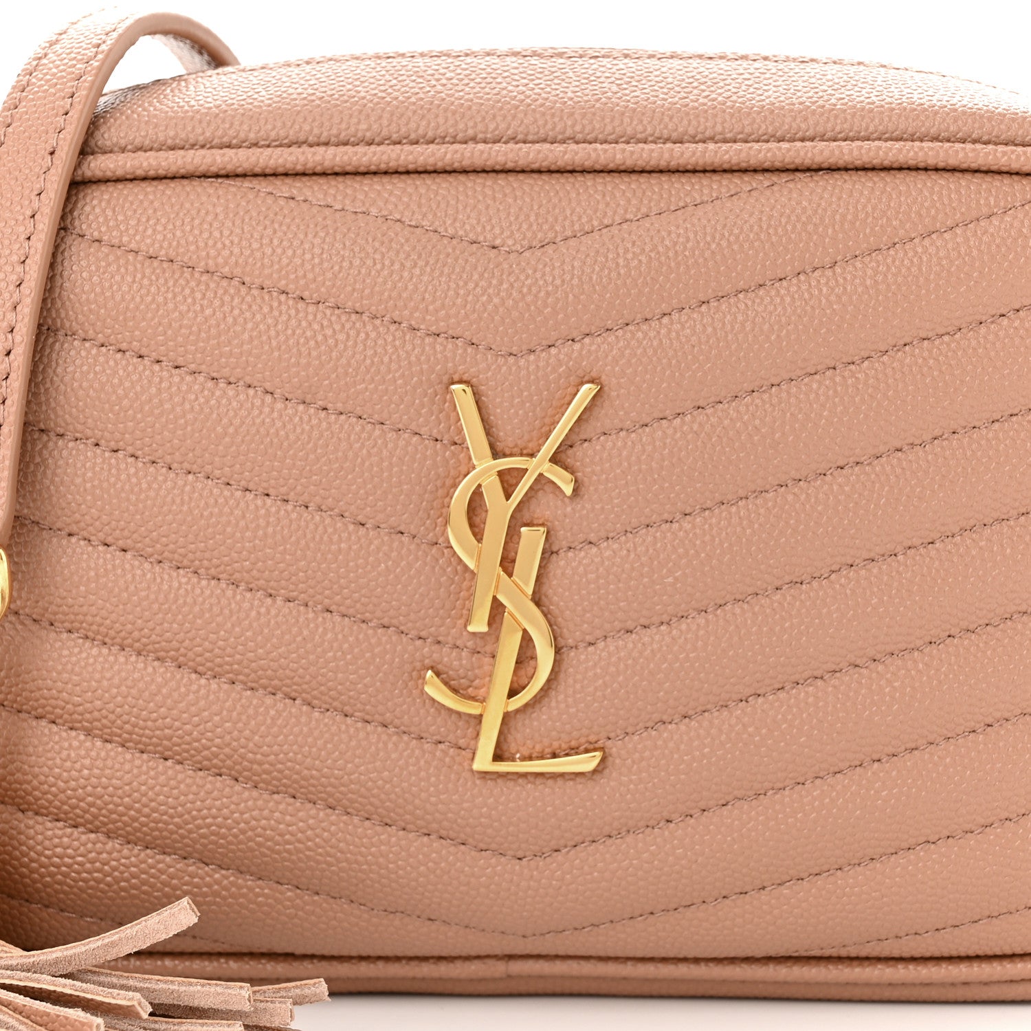 Saint Laurent Grain De Poudre Matelasse Monogram Mini Lou Camera Bag Vintage Peach 8 of 10