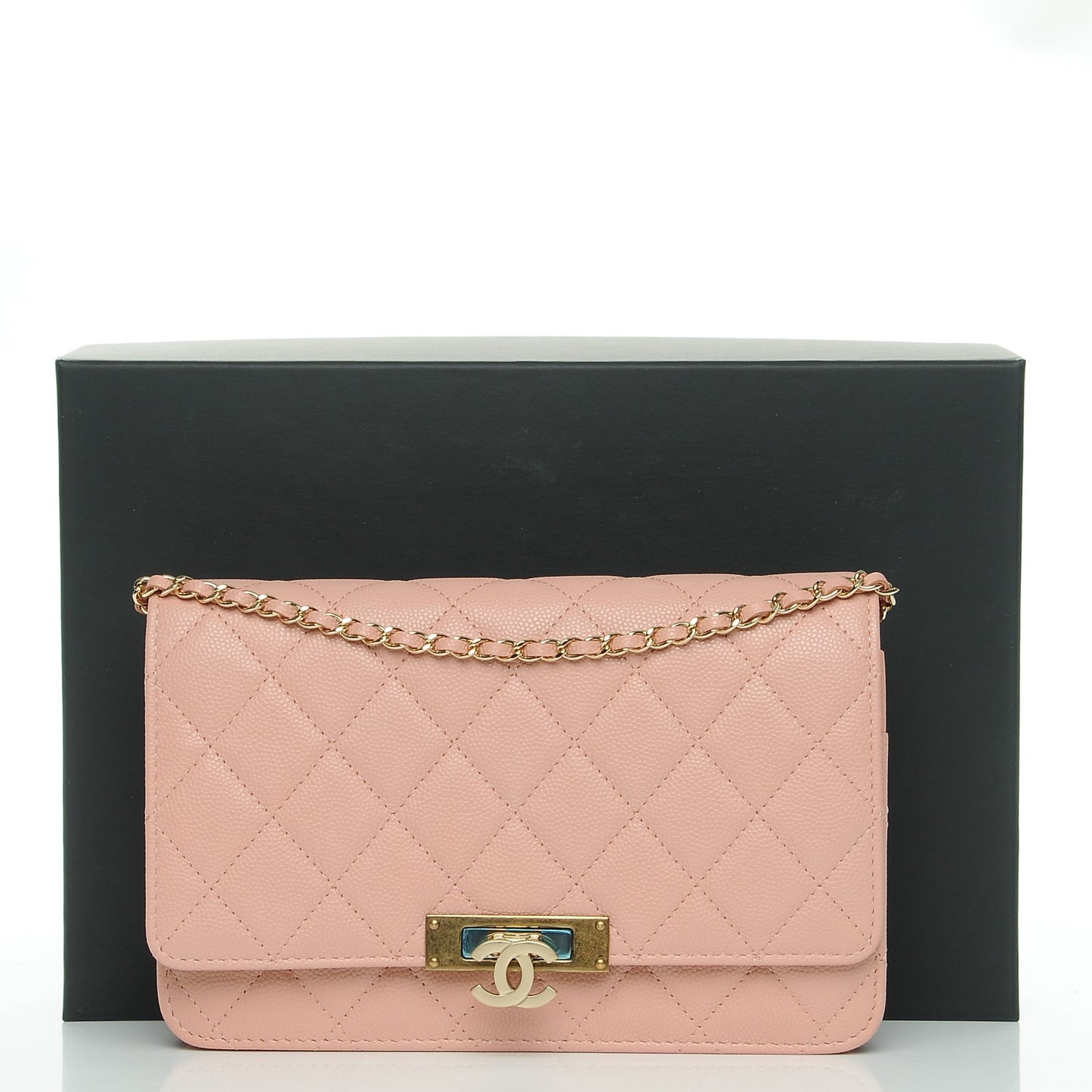 Caviar Quilted Golden Class Wallet On Chain WOC Pink
