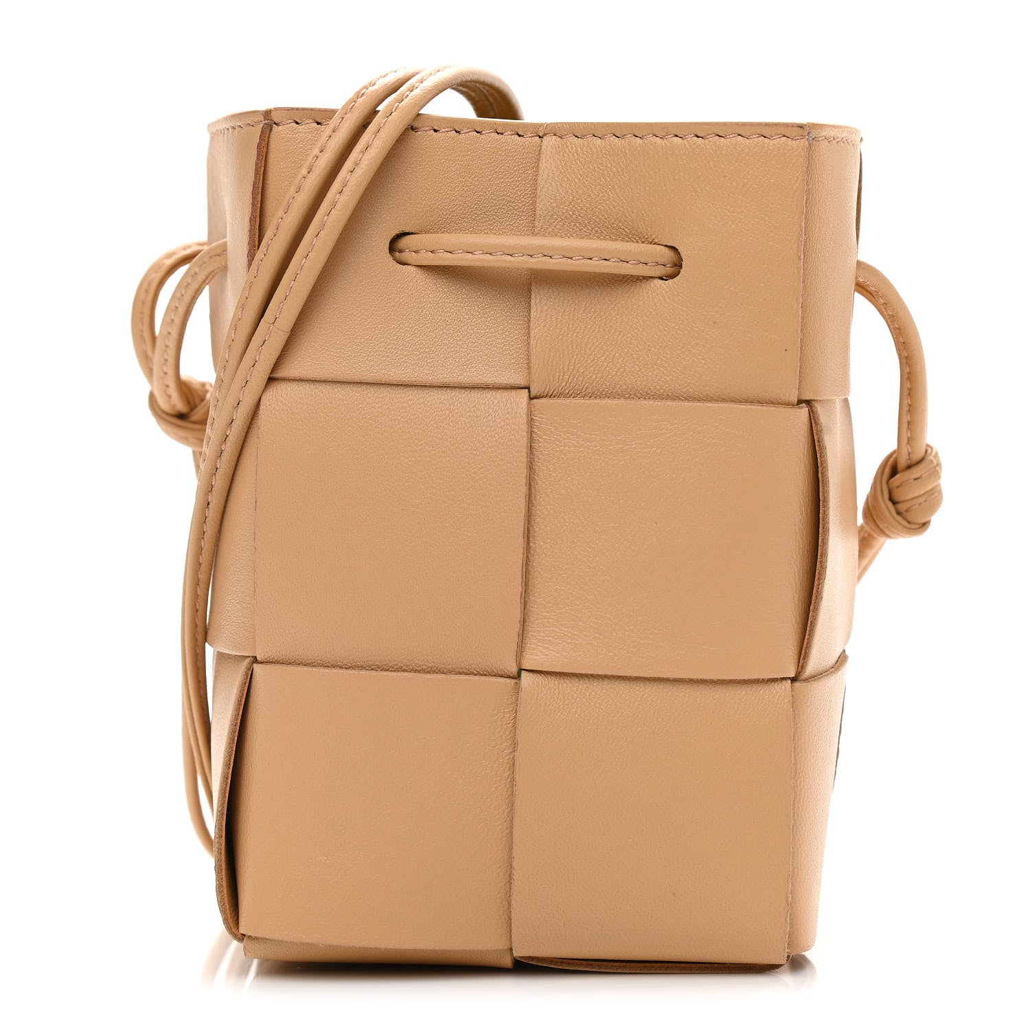 Bottega Veneta Nappa Maxi Intrecciato Mini Cassette Bucket Bag Almond 1 of 8