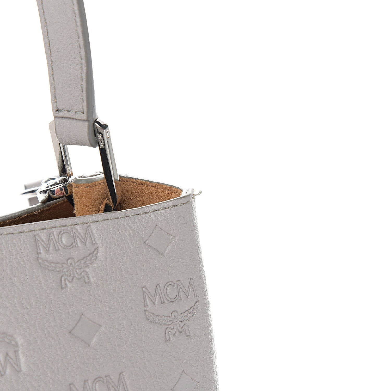 MCM Calfskin Ottomar Monogram Sarah Convertible Hobo Dove 7 of 9