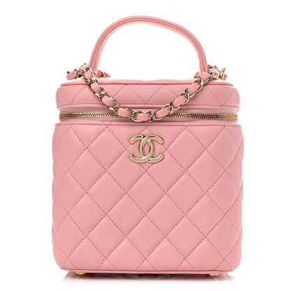 Chanel Lambskin Quilted Small Top Handle Vanity Case With Chain Pink 1 of 11