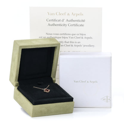 Van Cleef & Arpels 18K Rose Gold Carnelian Sweet Alhambra Pendant Necklace 6 of 6