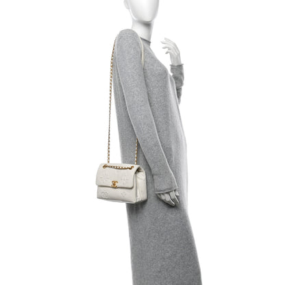 Chanel Crumbled Calfskin Embossed Flap White 2 of 13