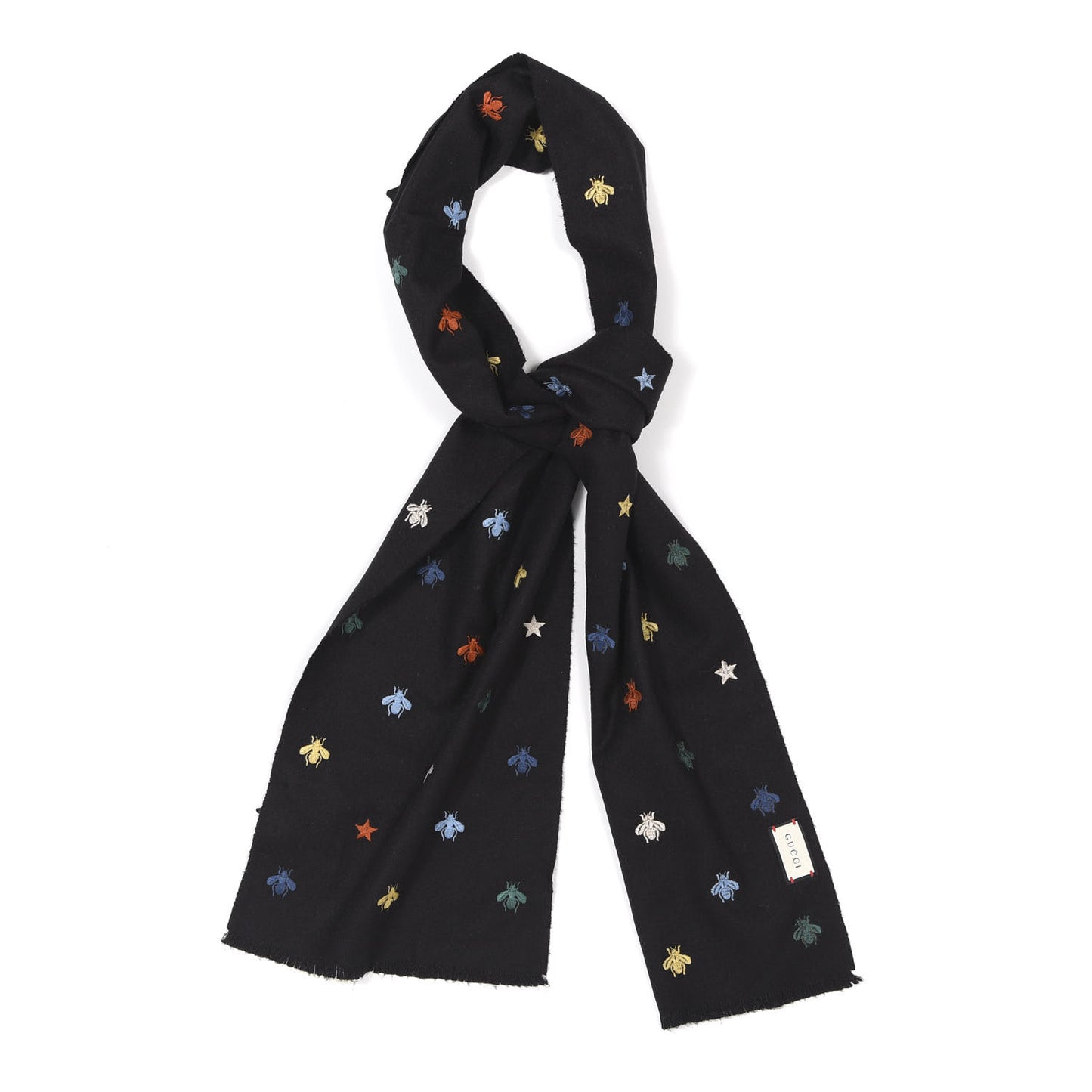 Silk Cashmere Bee Stardust Scarf Black