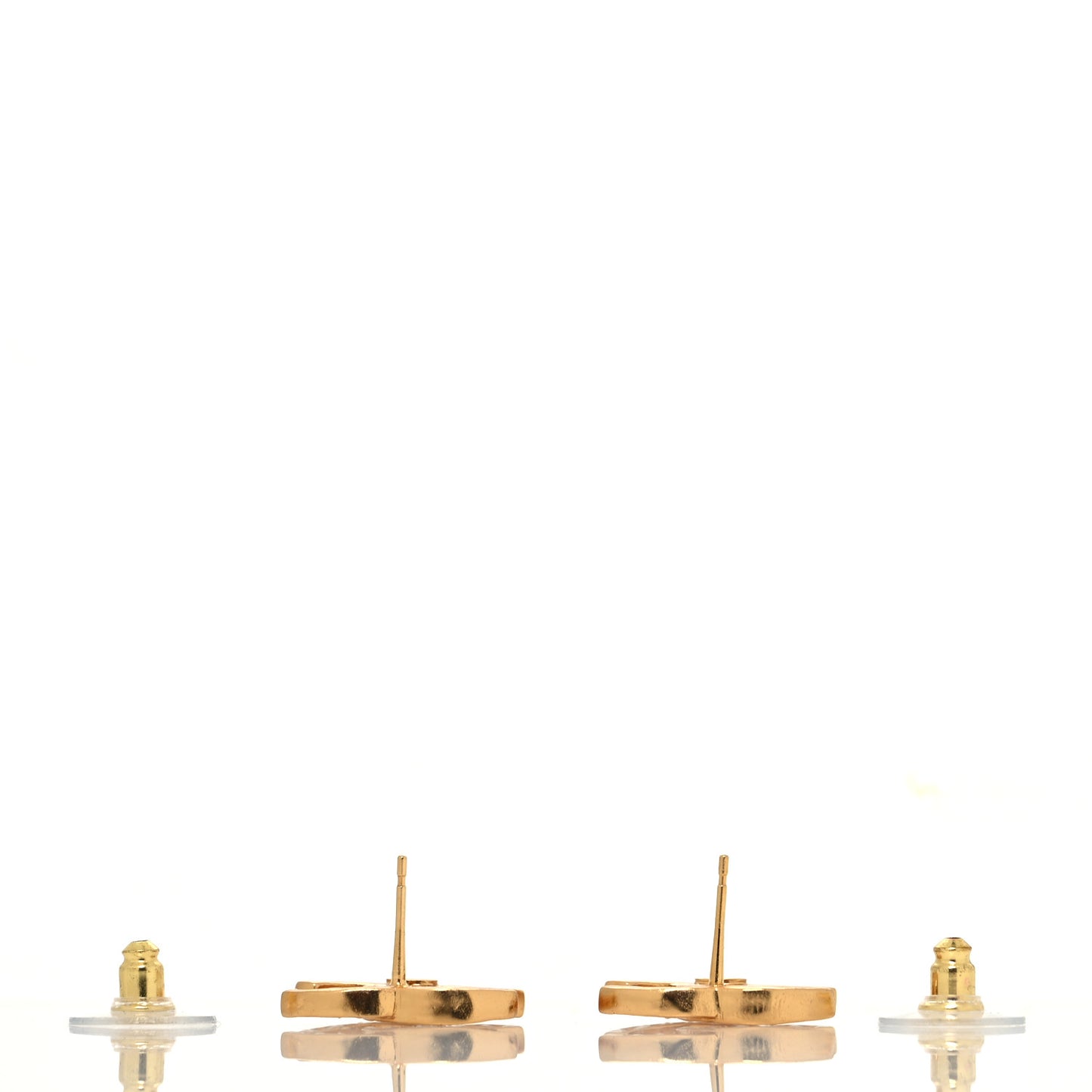 Metal CC Earrings Gold White