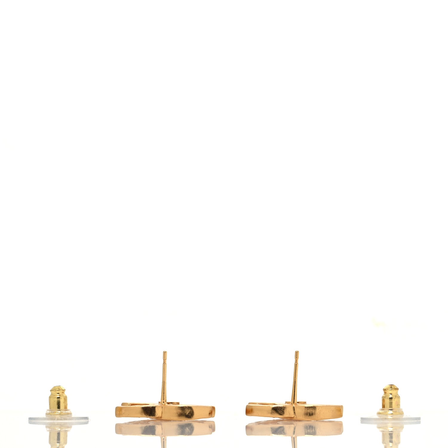 Chanel Metal CC Earrings Gold White 3 of 4