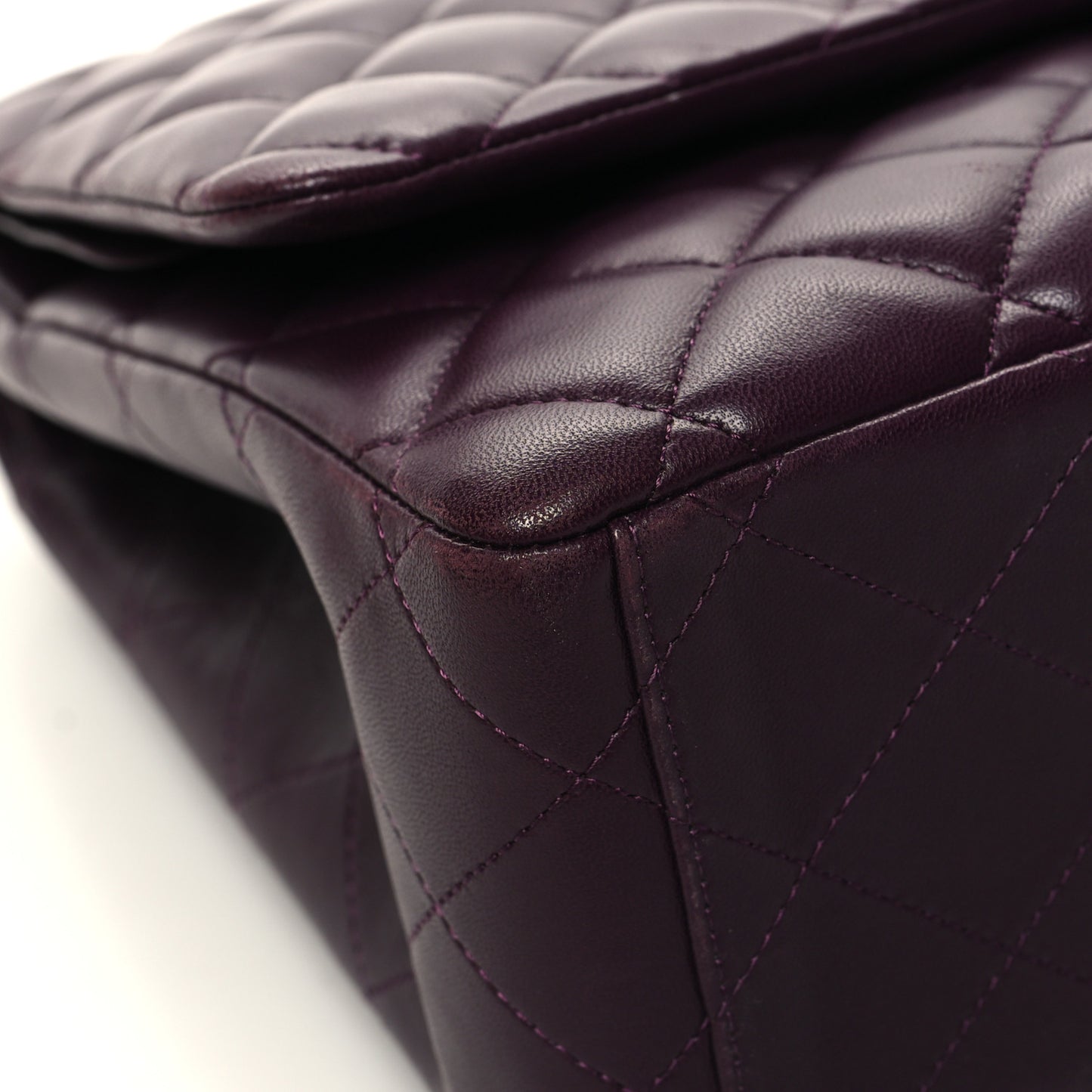 Lambskin Quilted Maxi Double Flap Plum