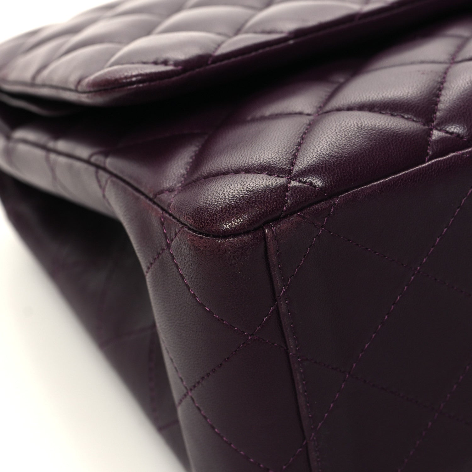 Chanel Lambskin Quilted Maxi Double Flap Plum 9 of 13