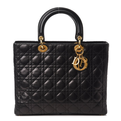 Christian Dior Lambskin Cannage Large Lady Dior Black 1 of 11