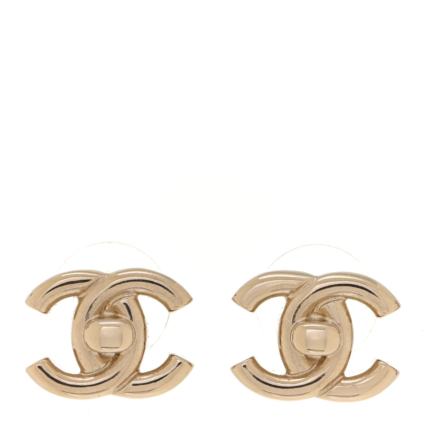 Metal CC Turnlock Earrings Gold