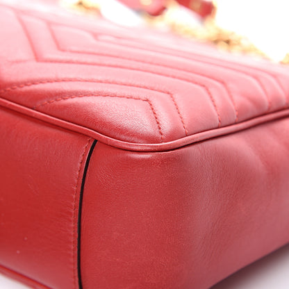 Gucci Calfskin Matelasse Medium GG Marmont Open Top Shoulder Bag Hibiscus Red 10 of 16