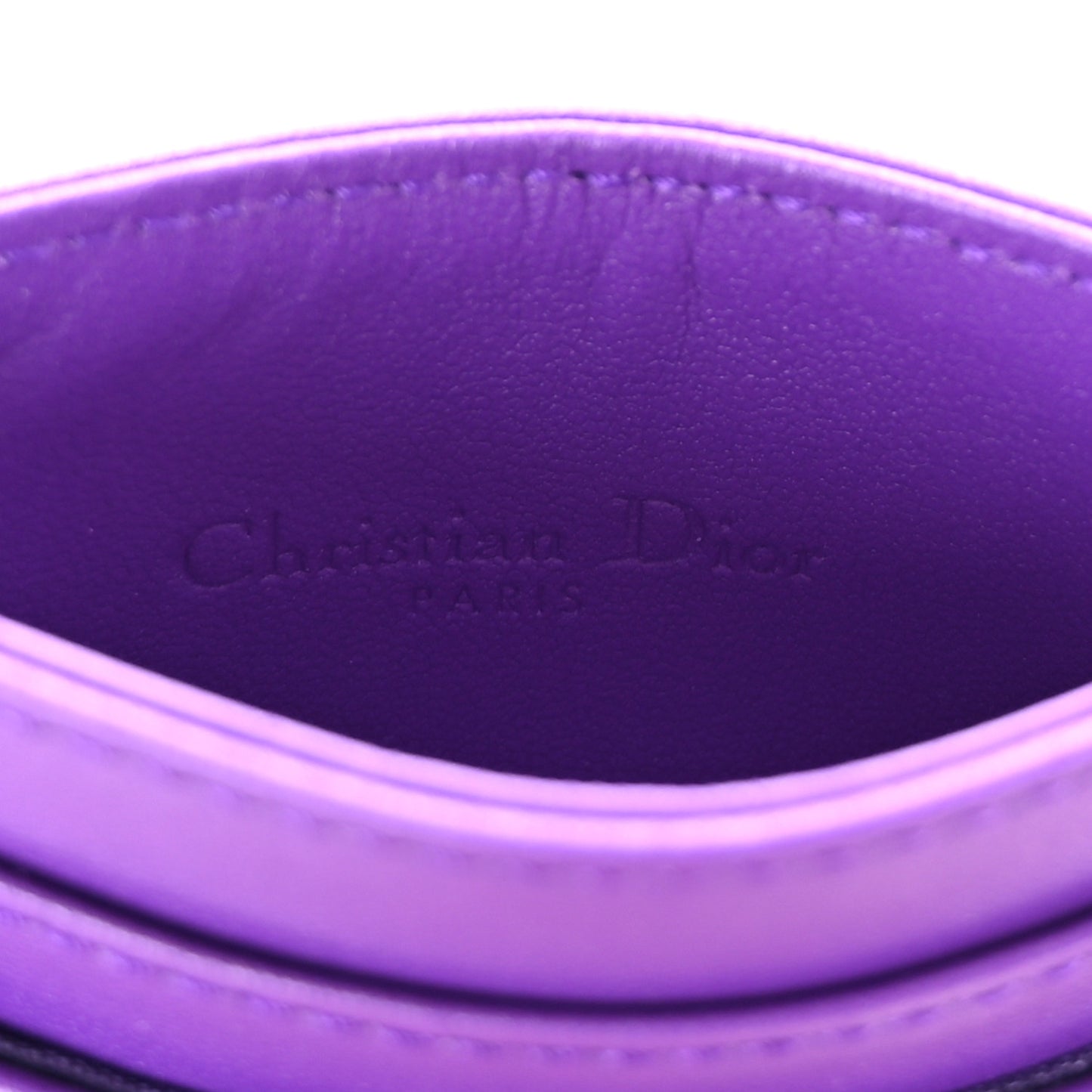 Lambskin Cannage Lady Dior Card Holder Purple