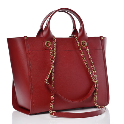 Chanel Caviar Small Studded Deauville Tote Red 3 of 8
