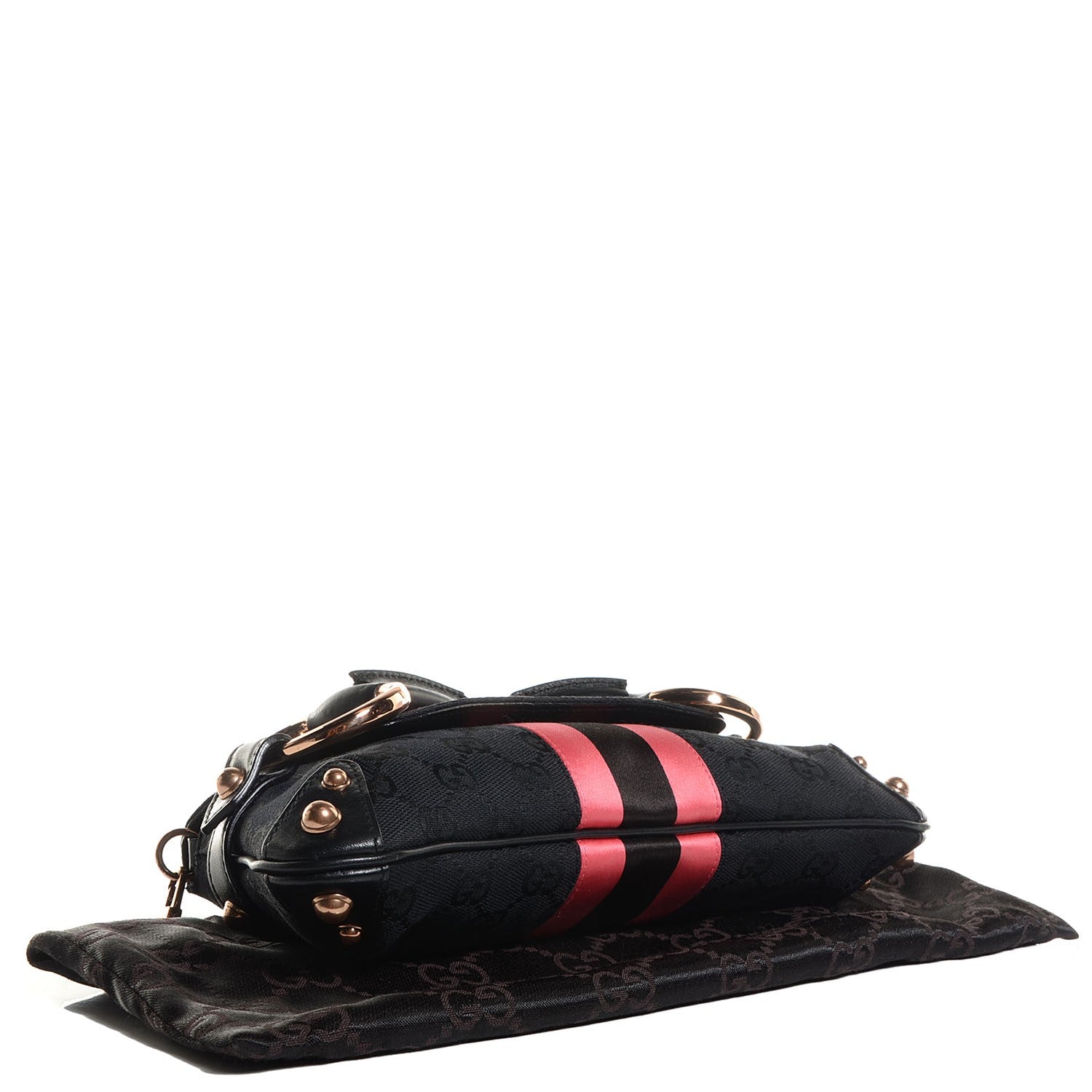 Gucci Monogram Horsebit Web Clutch Black 4 of 7