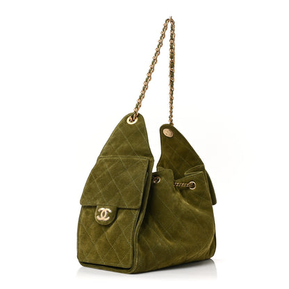 Chanel Suede Quilted Small Chanel 25 Handbag Khaki 3 of 11