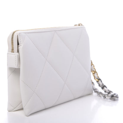 Chanel Shiny Goatskin Quilted 19 Small Pouch With Handle White 3 of 10