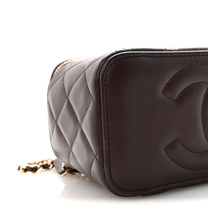 Chanel Lambskin Quilted Small Top Handle Vanity Case With Chain Dark Brown 9 of 10