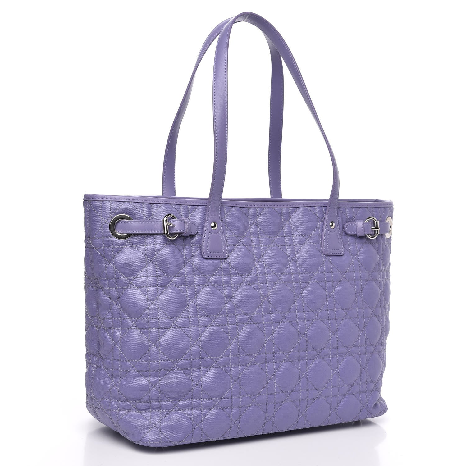 Christian Dior Coated Canvas Cannage Small Panarea Tote Lilac 3 of 12