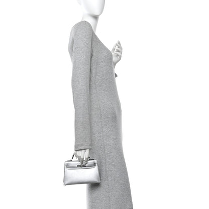 Hermes Metallic Chevre Chamkilight Mini Kelly Sellier 20 Argent 2 of 11
