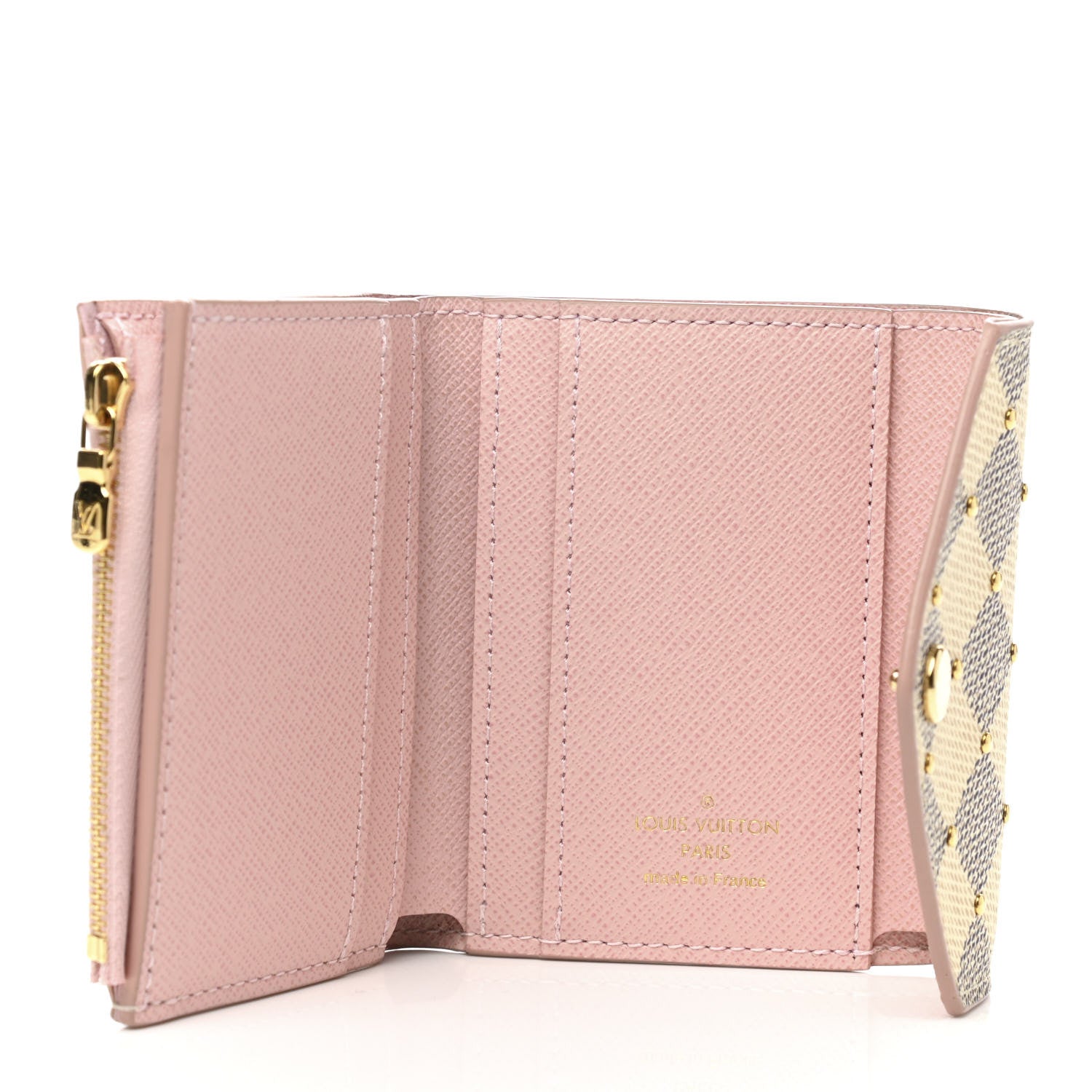 Louis Vuitton Damier Azur Studded Zoe Wallet Rose Ballerine 5 of 6