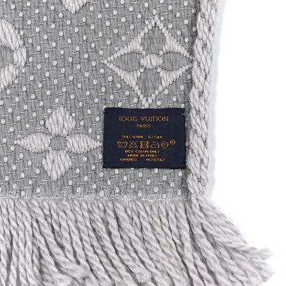 Louis Vuitton Wool Silk Logomania Scarf Pearl Grey 4 of 5